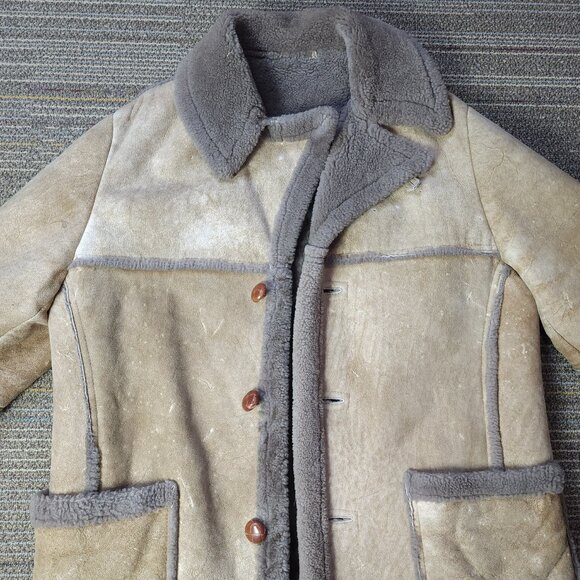 Vintage 80s Sawyer Sheepskin Shearling Leather Coat (XL-48) - Picture 7 of 12